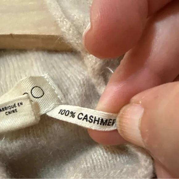 Pilcro Beige Cashmere Cropped Sweater with Gold Floral Accents - Picture 5 of 10